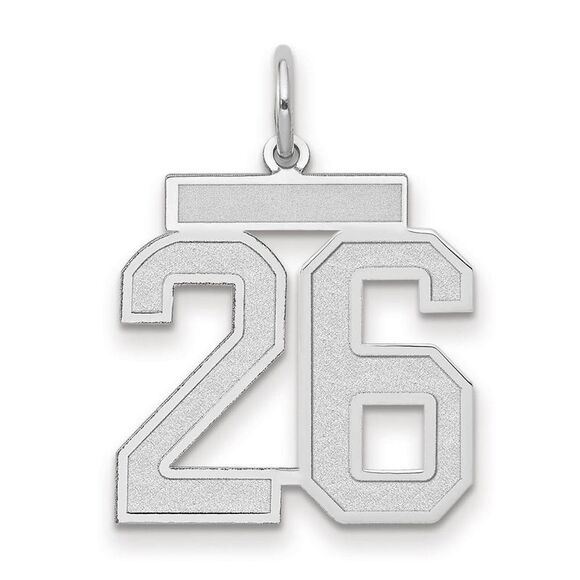 14k White Gold Jersey Collection Medium Number 26 Pendant